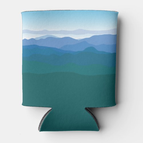 Mountain Mountains View Green Blue Illustrated Can Cooler