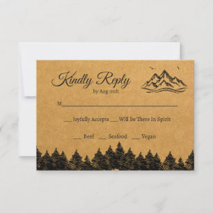 Mountain nature Rustic Woodsy RSVP Wedding Card
