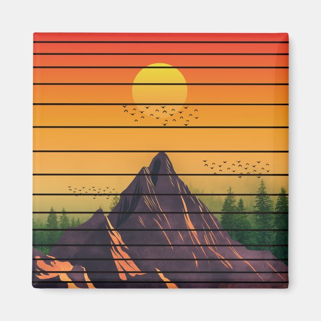 MOUNTAIN NATURE VINTAGE SUNSET SCENERY  MAGNET (Front)