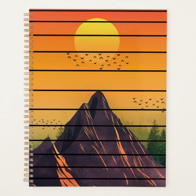 MOUNTAIN NATURE VINTAGE SUNSET SCENERY  PLANNER (Front)