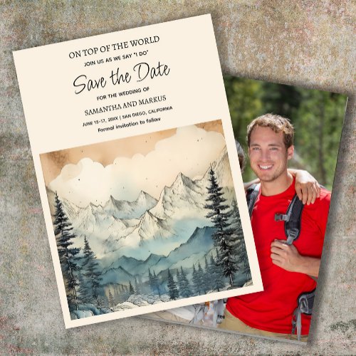 Mountain Nature Wedding Photo Save Date  Save The Date
