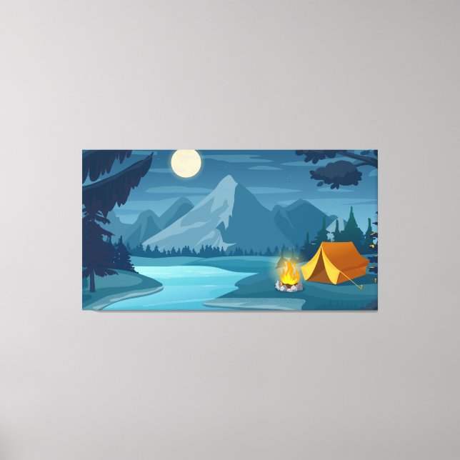 Mountain night camping canvas print (Front)