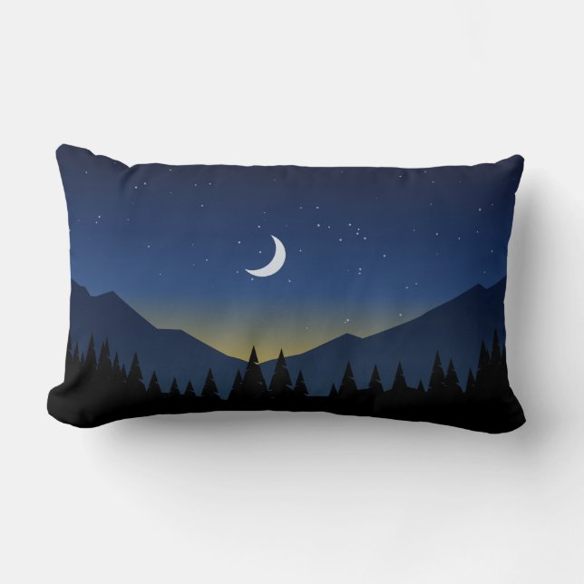  Mountain night forest landscape Lumbar Pillow (Front)