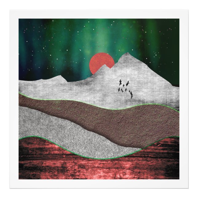 Mountain Northern Lights Photo Print (Front)