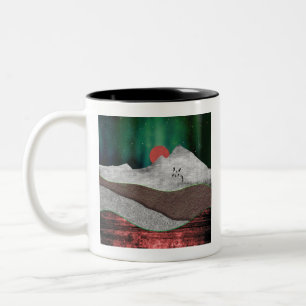 Mountain Northern Lights Two-Tone Coffee Mug