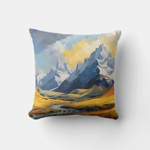 Mountain of a beautiful alpine autumn throw pillow