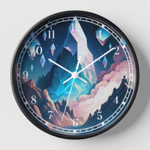 Mountain Of Crystal Fantasy Landscape Clock