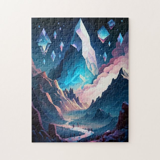 Mountain Of Crystal Fantasy Landscape Jigsaw Puzzl Puzzle (Vertical)