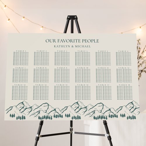 Mountain Outdoor Green Wedding 18 Table Seating Foam Board