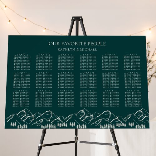 Mountain Outdoor Green Wedding 18 Table Seating Foam Board