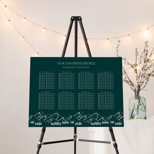 Mountain Outdoor Green Wedding 8 Table Seating Foam Board