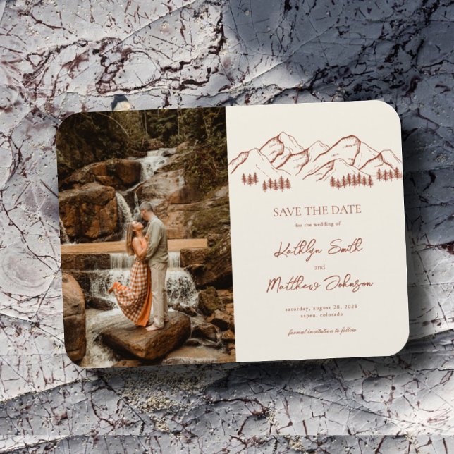 Mountain Outdoor Terracotta Wedding Save The Date Magnet (Creator Uploaded)