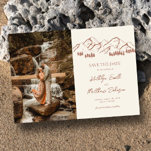Mountain Outdoor Terracotta Wedding Save The Date Magnetic Invitation
