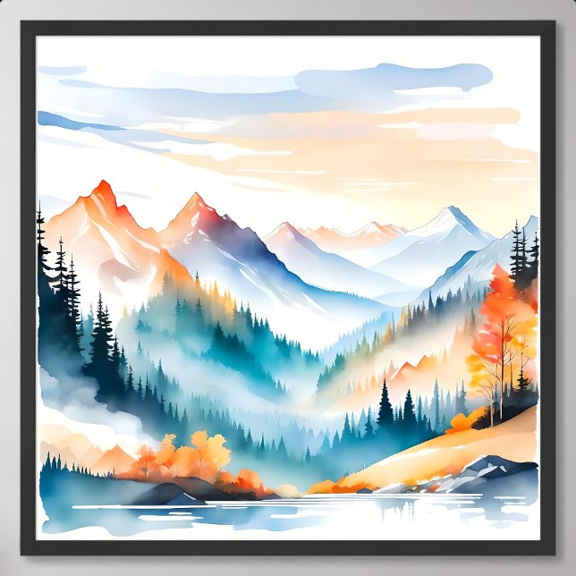 Mountain Painting in Misty Morning Embrace Nature Poster (Mountain Painting in Misty Morning Embrace Nature)