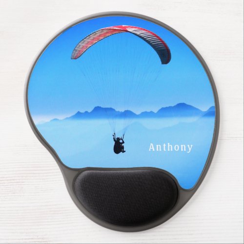 Mountain Paragliding in Blue Sky Gel Mouse Pad