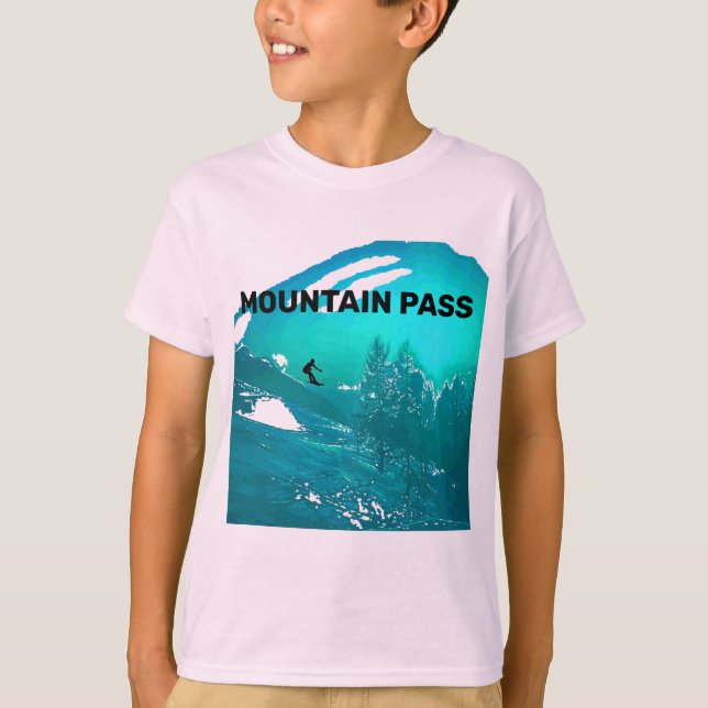 Mountain Pass Kids Skiing T-Shirt (Front)