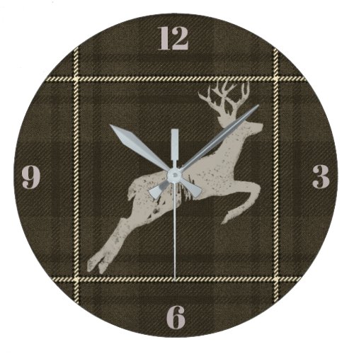 Mountain Pass Plaid Large Clock