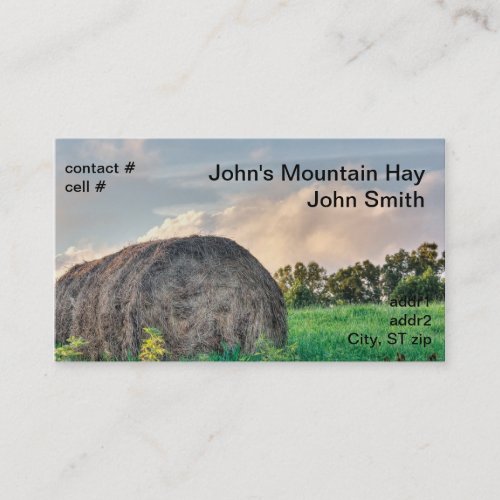 Mountain pasture hay bale business card