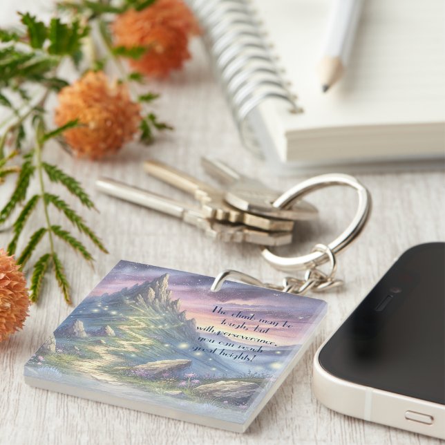 Mountain Path & Quote  Keychain (Front Right)