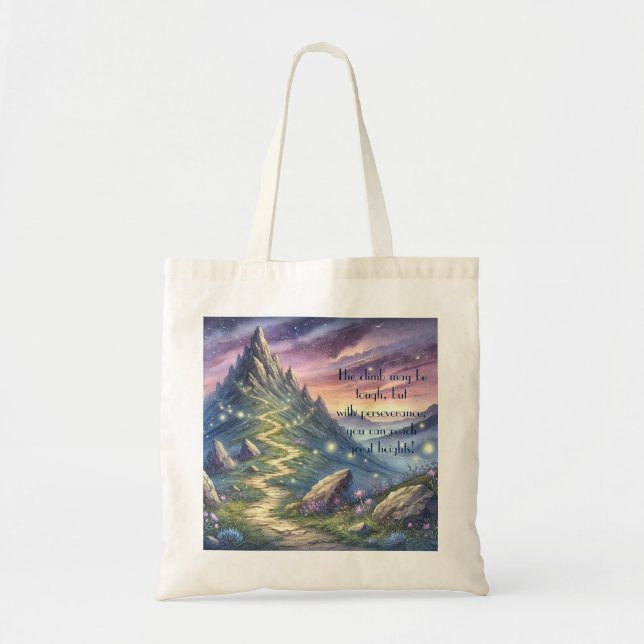 Mountain Path & Quote  Tote Bag (Front)