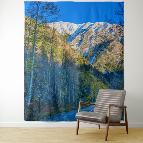 Mountain Path  Rocky Mountain Sunrise Tapestry