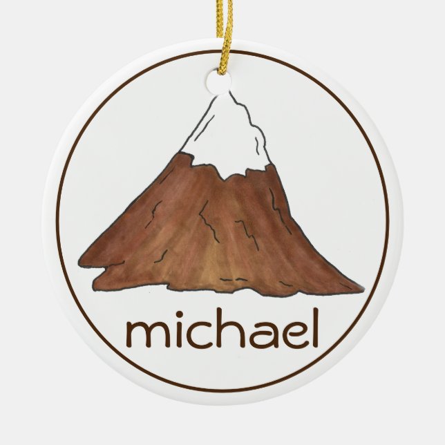 Mountain Peak Climbing Hiking Camping Mountaineer Ceramic Ornament (Front)