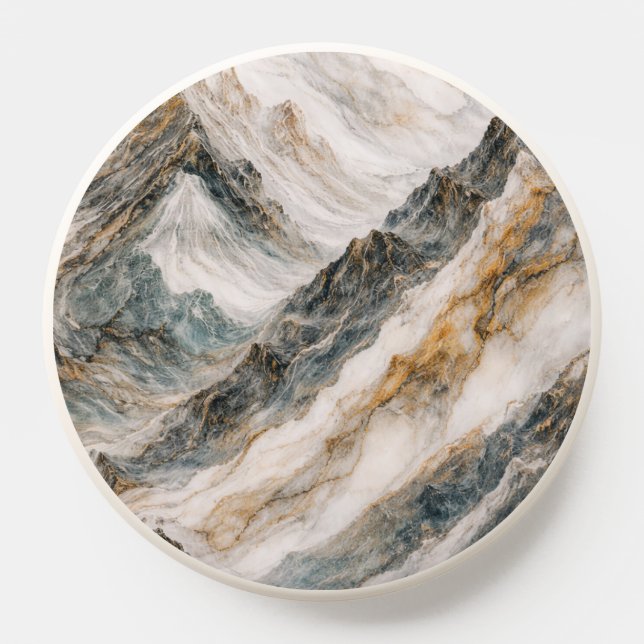 Mountain Peak Marble Texture Stone and Gold Veins PopSocket (Popsocket)