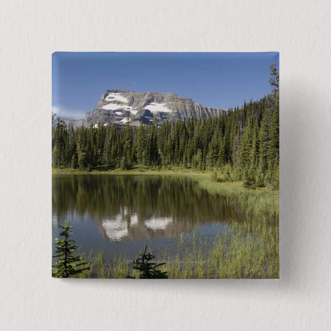 Mountain Peak Reflected In A Lake Pinback Button (Front)