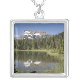 Mountain Peak Reflected In A Lake Silver Plated Necklace