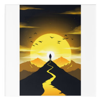Mountain Peak Silhouette with a winding. Acrylic Print