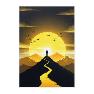 Mountain Peak Silhouette with a winding. Acrylic Print