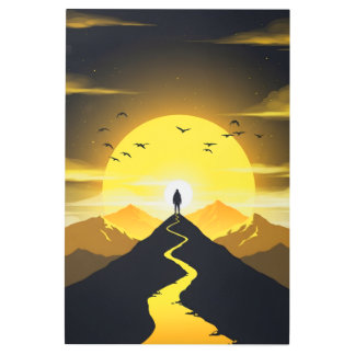 Mountain Peak Silhouette with a winding. Metal Print