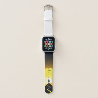 Mountain Peak Silhouette with a winding. Pedestal Apple Watch Band