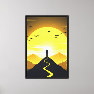 Mountain Peak Silhouette with a winding. Pedestal Canvas Print