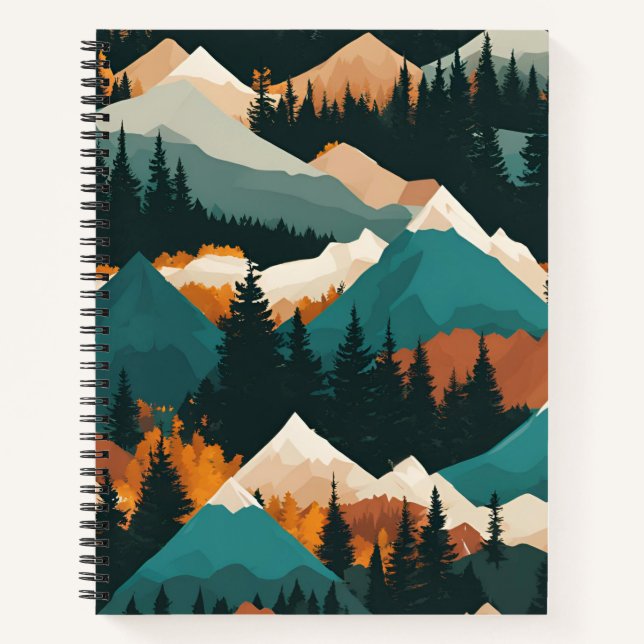 Mountain Peaks And Trees Notebook (Front)