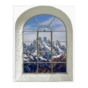 Mountain Peaks Faux Window Scene Acrylic Print