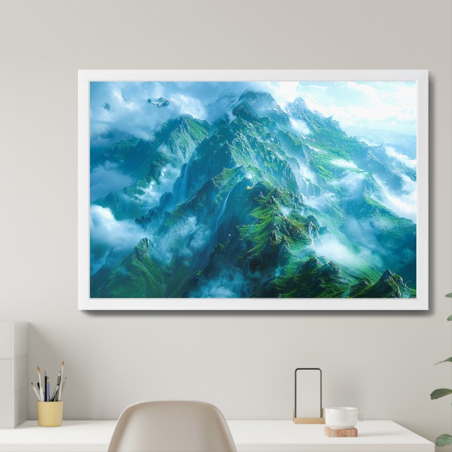 Mountain Peaks Framed Art (Home Office)