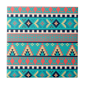 Mountain Peaks Geometric Tribal Pattern Ceramic Tile