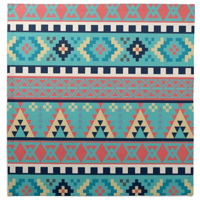 Mountain Peaks Geometric Tribal Pattern Cloth Napkin (Front)