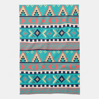 Mountain Peaks Geometric Tribal Pattern Kitchen Towel by its_sparkle_motion at Zazzle