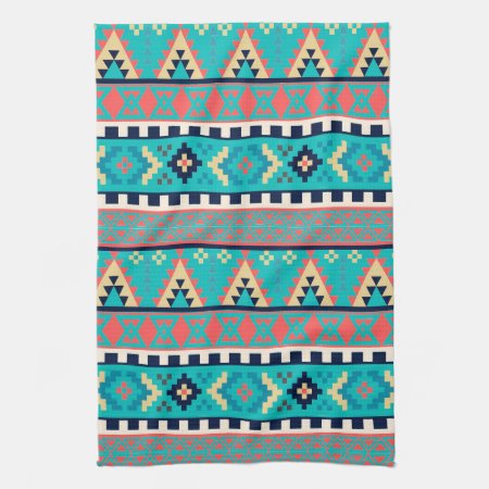 Mountain Peaks Geometric Tribal Pattern Kitchen Towel