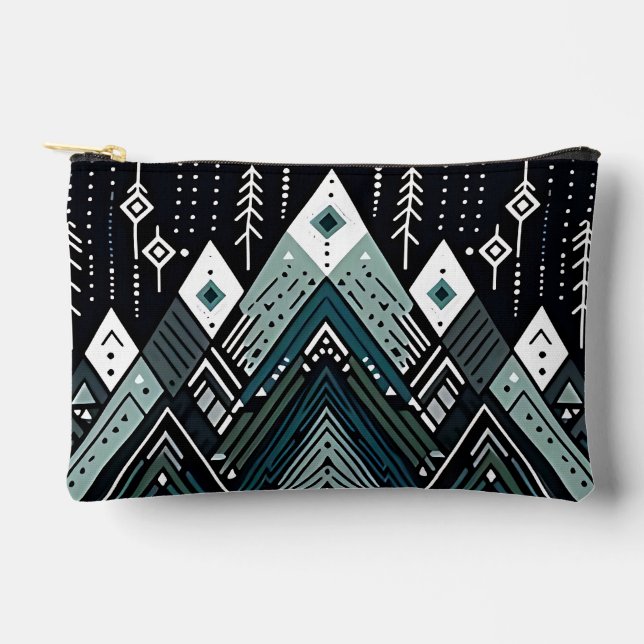 Mountain Peaks Tribal Geometric  Accessory Pouch (Front)