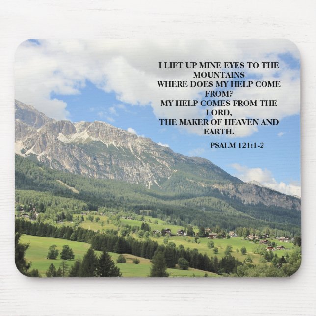 Mountain Photo Inspirational Christian Bible Verse Mouse Pad (Front)