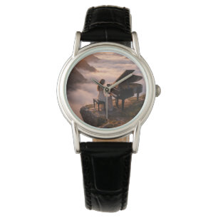 Mountain Piano Serenity Landscape Watch