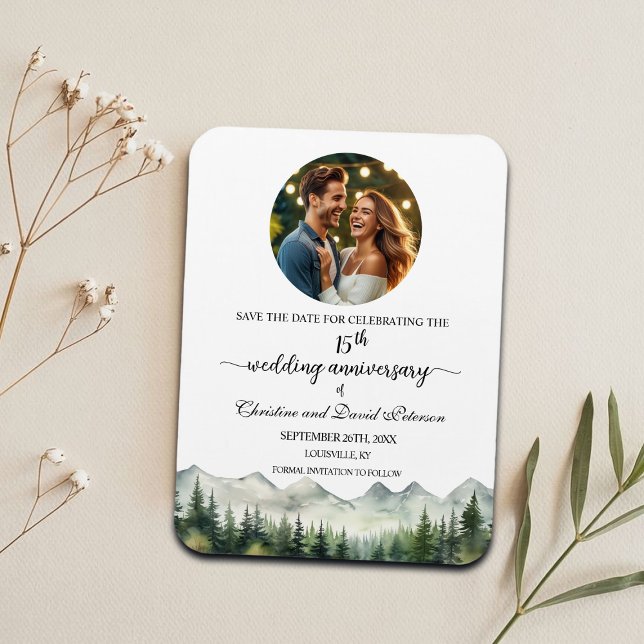 Mountain Pine 15 Wedding Anniversary Save the Date Magnet (Creator Uploaded)