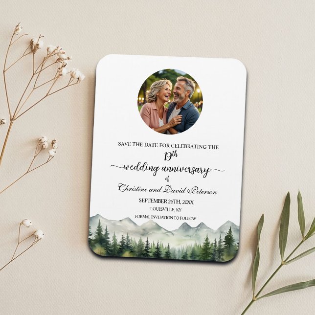 Mountain Pine 19 Wedding Anniversary Save the Date Magnet (Creator Uploaded)