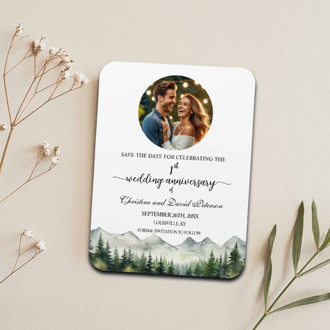 Mountain Pine 1 Wedding Anniversary Save the Date Magnet (Creator Uploaded)