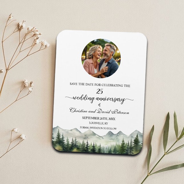 Mountain Pine 25 Wedding Anniversary Save the Date Magnet (Creator Uploaded)