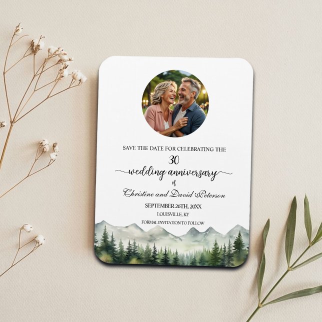 Mountain Pine 30 Wedding Anniversary Save the Date Magnet (Creator Uploaded)