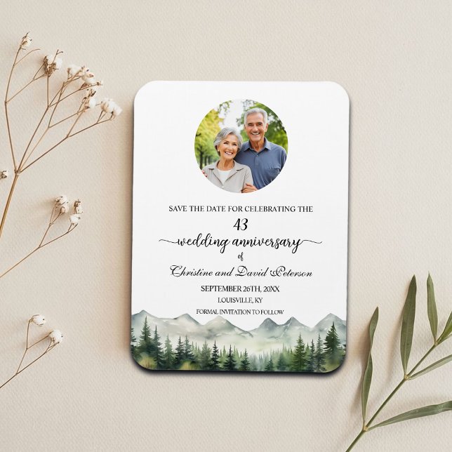 Mountain Pine 43 Wedding Anniversary Save the Date Magnet (Creator Uploaded)